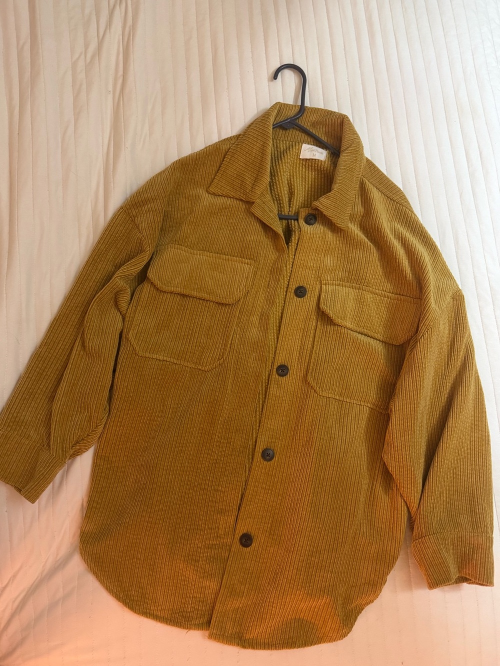 Corduroy Button-Up Shacket in Mustard